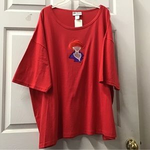 Plus size red shirt Get Lucky lady red hat